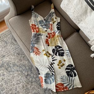 MONTEAU Tropical Print Midi Dress
